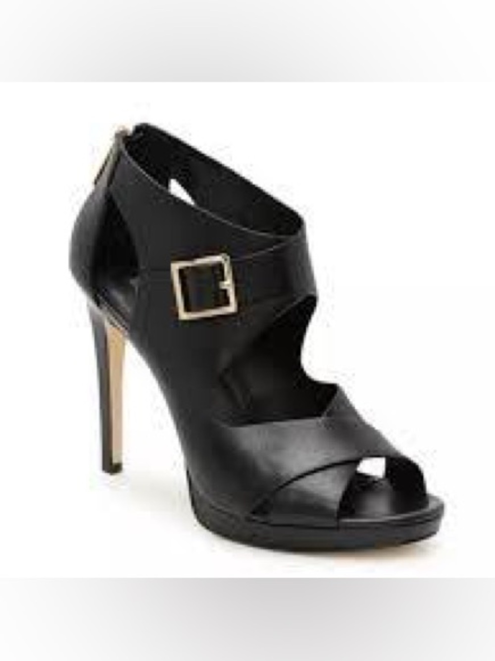 Michael Kors Kimber Black Leather Sandal Heels Size 7